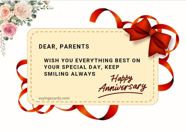 Happy Anniversary Sayings Cards For Parents