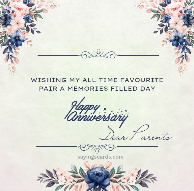 Wedding Anniversary Sayings Cards For Parents