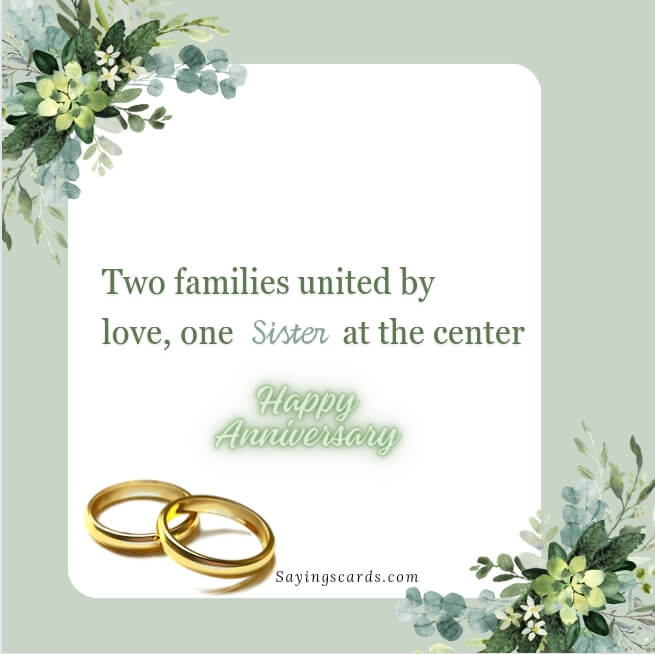 Marriage Anniversary Sayings Cards For Sister